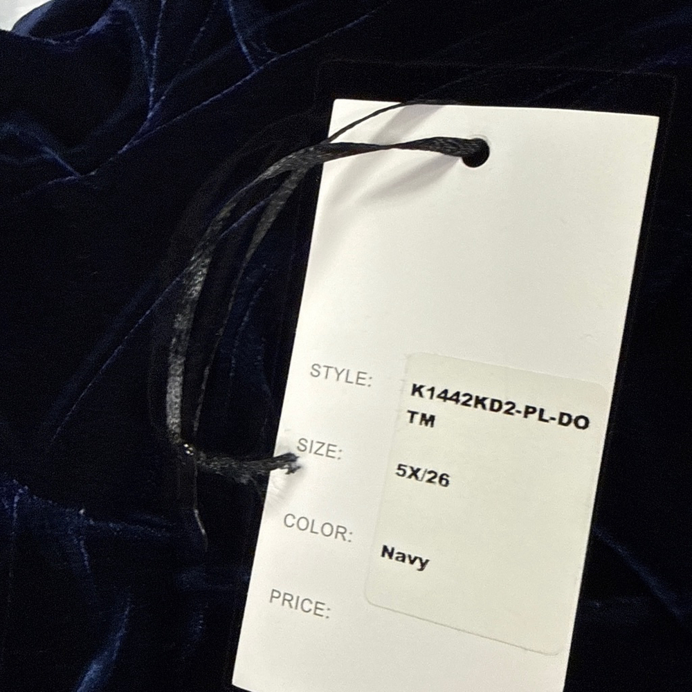 Women's Unique Vintage Navy Velvet Long Sleeve Wrap Dress 5X - Picture 7 of 7